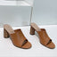 ICON HEELED SLIDE BRONZE BROWN CALFSKIN 95 MM