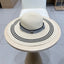 WIDE BRIM HAT MODEL 650408 IN CREAM WHITE BLACK STRIPES WOVEN STRAW
