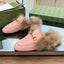 HORSEBIT MULE IN LIGHT PINK CALFSKIN AND LAMB WOOL LINING
