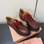 LACE-UP LOAFERS WITH THICK SOLE IN WINE RED SHINY SHEEPSKIN