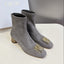 ICON HEELED ANKLE BOOT DOVE GRAY SUEDE 4 CM WITH GOLD LOGO