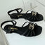 FLAT SANDALS 1 CM IN BLACK LAMBSKIN