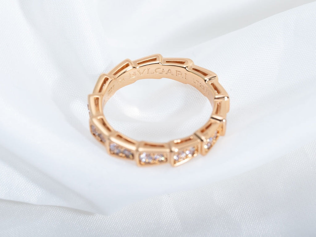 SERPENTI RING PINK GOLD DIAMOND PAVED 3MM