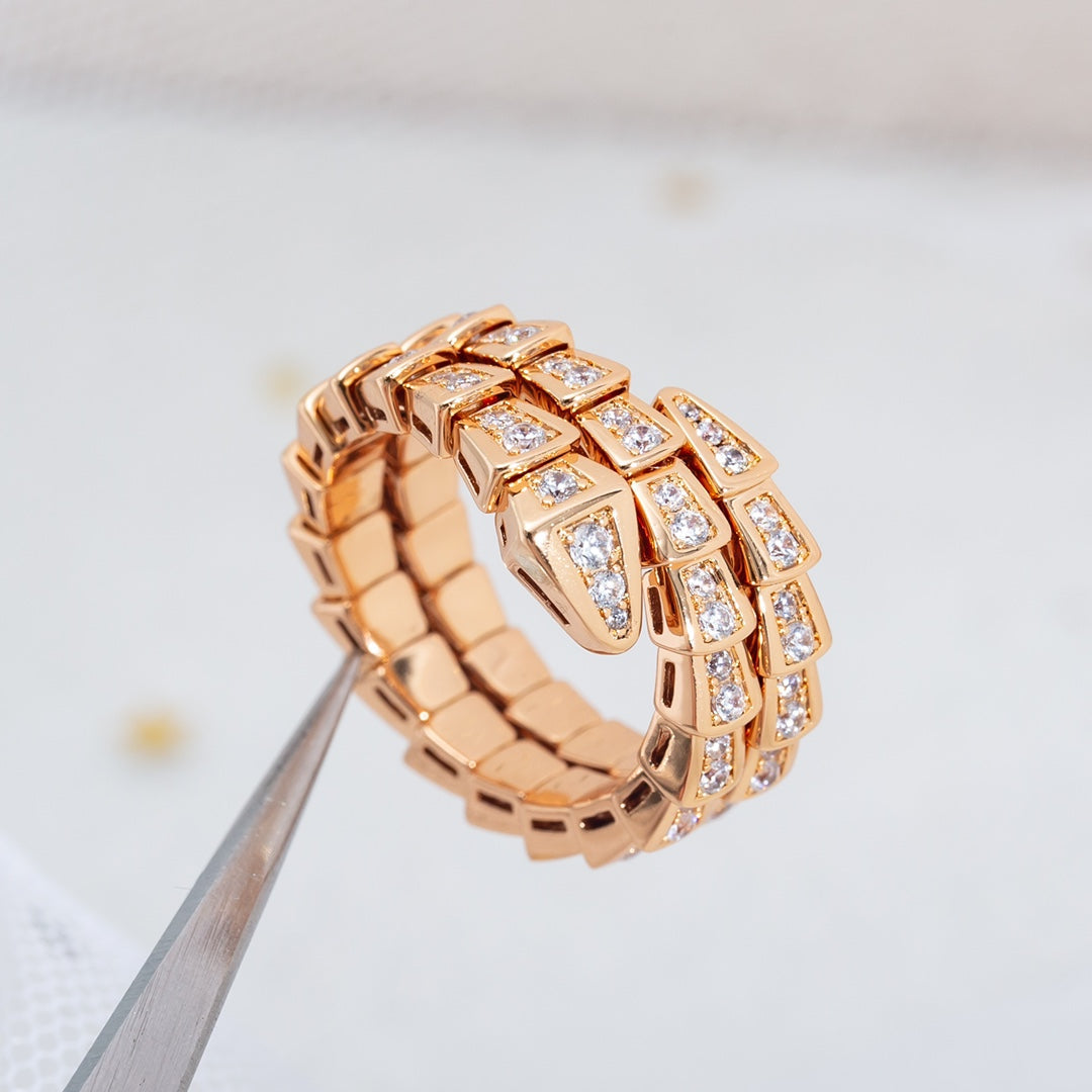 SERPENTI RING PINK GOLD DIAMOND DOUBLE ROW Main image
