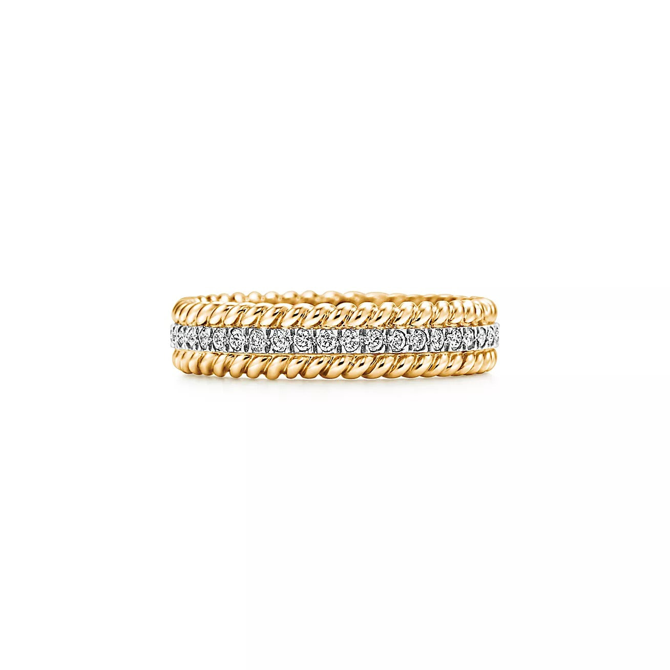ROPE TWO-ROW GOLD DIAMOND RING Main image