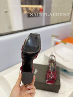 SL TRIBUTE SANDAL GLOSSY BERRY CALFSKIN