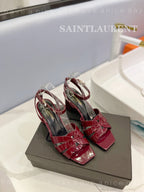 SL TRIBUTE SANDAL GLOSSY BERRY CALFSKIN