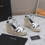 SL TRIBUTE WEDGE SANDALS SILVER CALFSKIN