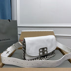 BB SOFT FLAP BAG 24 IN WHITE PEACH CALFSKIN SILVER HARDWARE