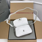 BB SOFT FLAP BAG 24 IN WHITE PEACH CALFSKIN SILVER HARDWARE