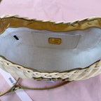 WANDER WICKER HOBO BAG 20 IN TAN MIX CARAMEL BROWN HANDWOVEN