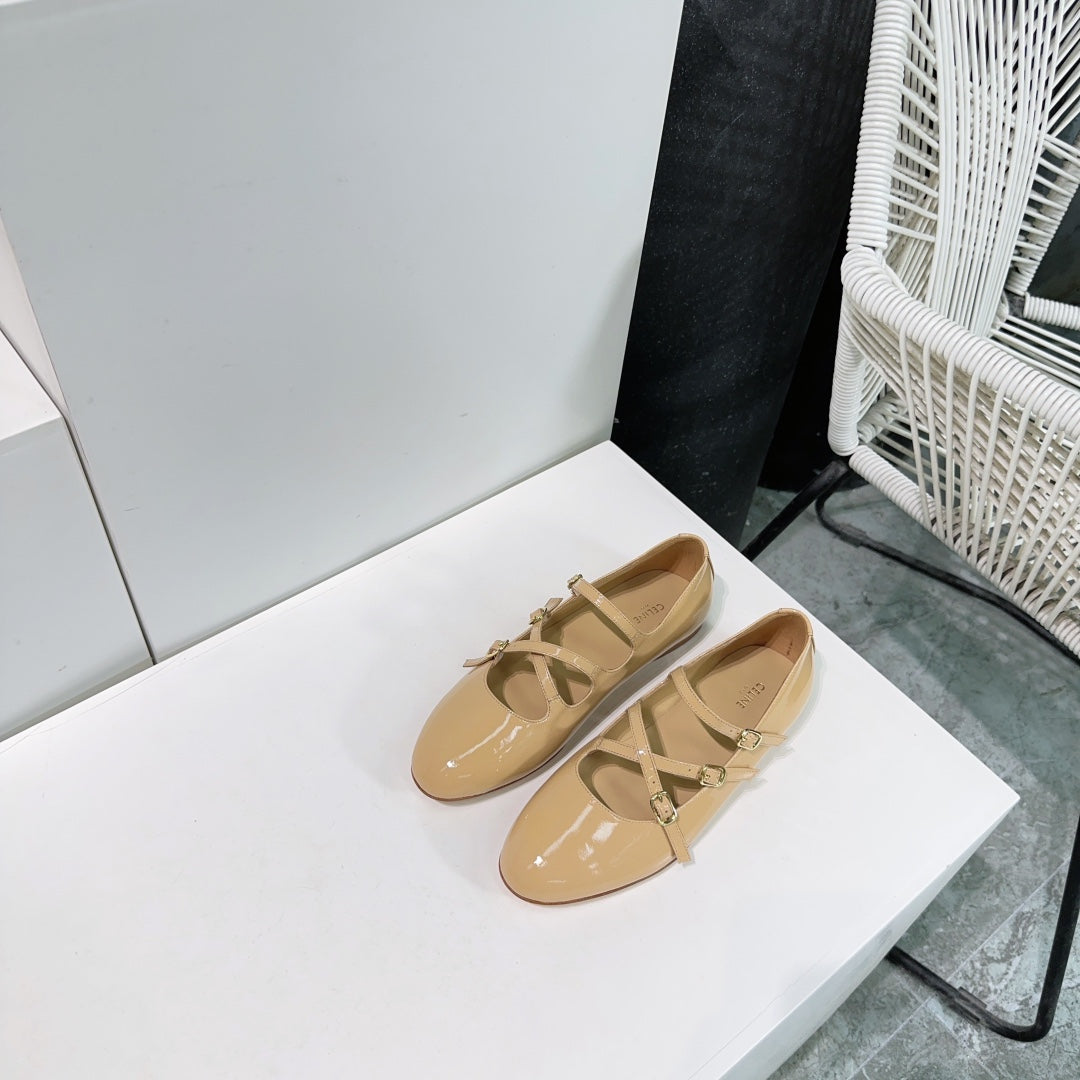 FLAT MARY JANE IN SEPIA TAN CALFSKIN Secondary image