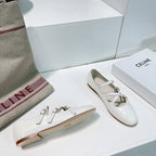 FLAT MARY JANE IN WHITE CALFSKIN