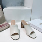 ICON HEELED SLIDE WHITE CALFSKIN 95 MM