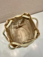 BUCKET BAG 28 IN BEIGE RE-NYLON GOLD LOGO