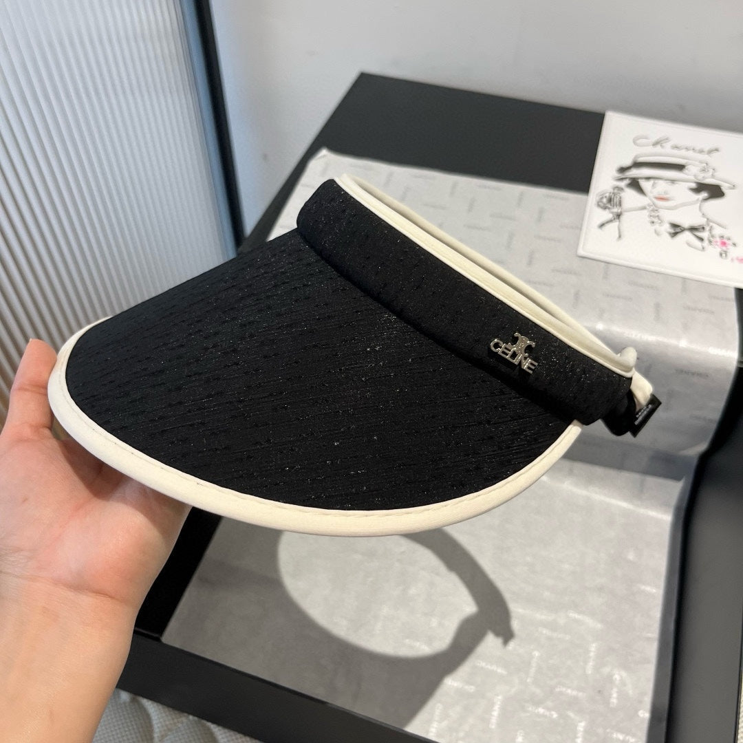 VISOR HAT MODEL 650338 IN BLACK SLUB FABRIC