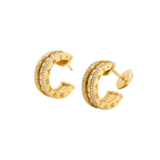 ZERO 1 ROCK GOLD EARRINGS WITH STUDDED SPIRAL AND PAVED DIAMONDS