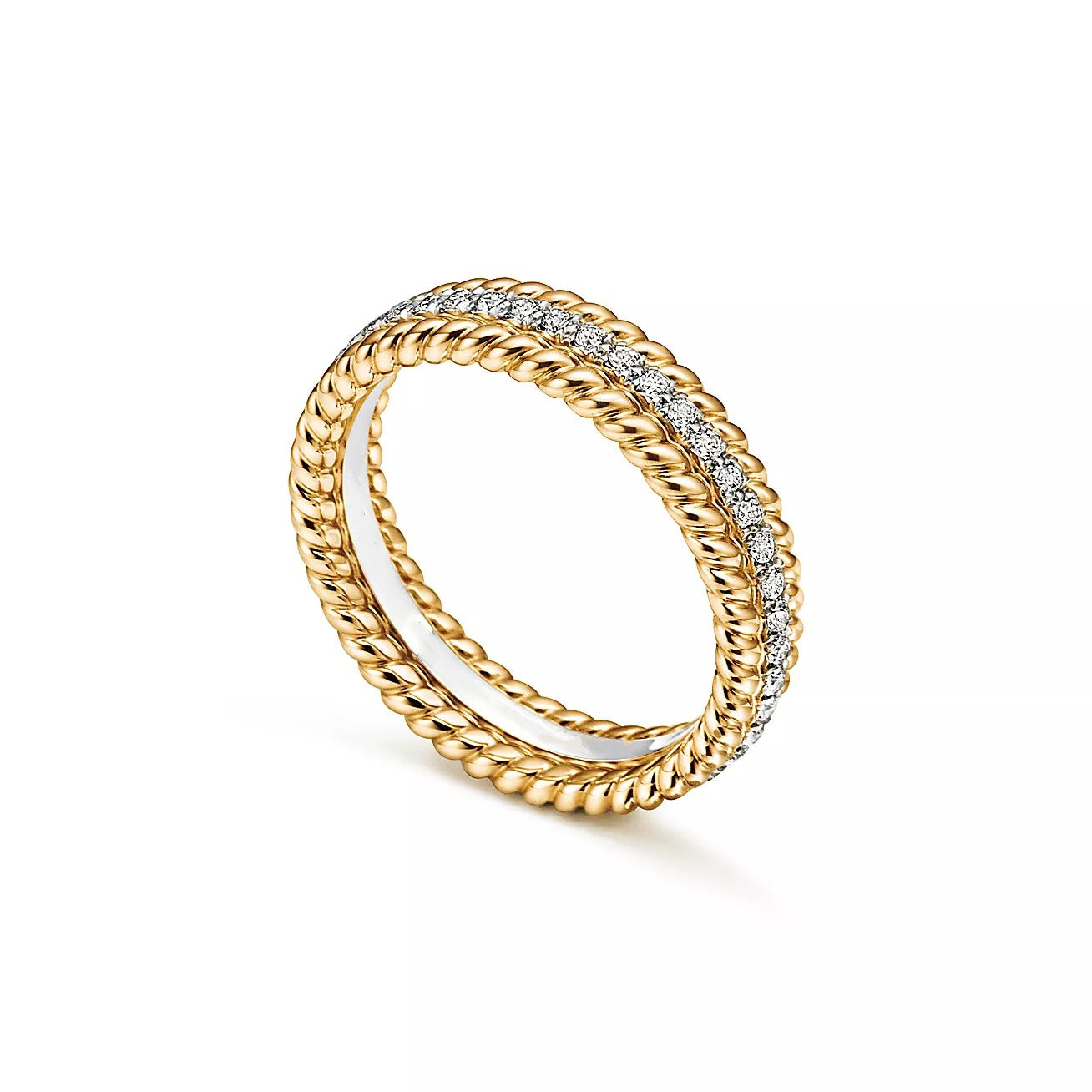 ROPE TWO-ROW GOLD DIAMOND RING Secondary image