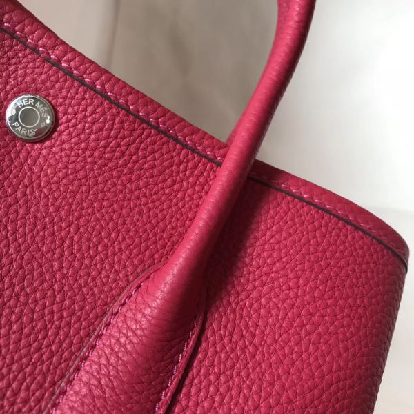 HERM Garden Party 30 Bag In Rose Red Taurillon Leather
