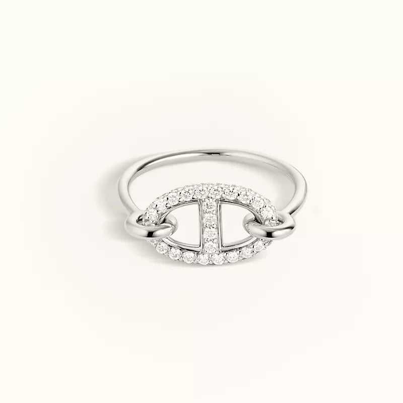 RONDE SMALL SILVER DIAMOND RING Main image
