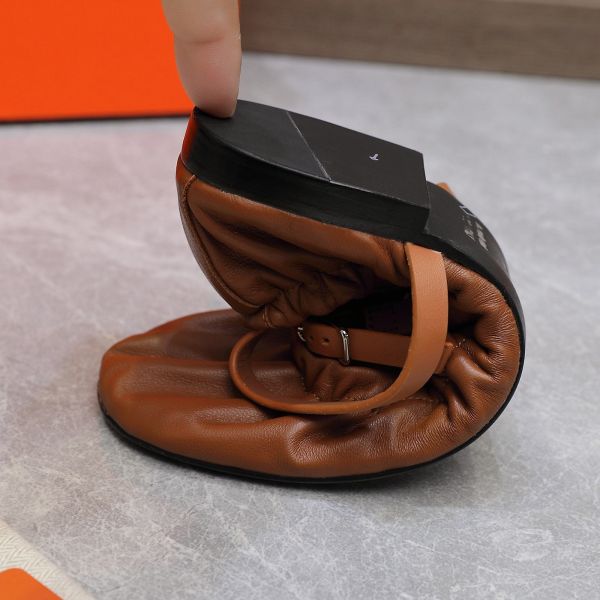 HERM Jolly Ballet Flats in Brown Nappa Leather