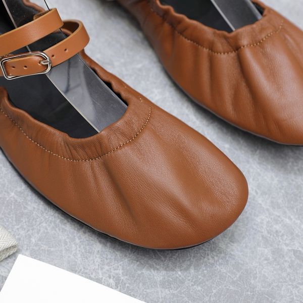 HERM Jolly Ballet Flats in Brown Nappa Leather