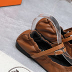 HERM Jolly Ballet Flats in Brown Nappa Leather