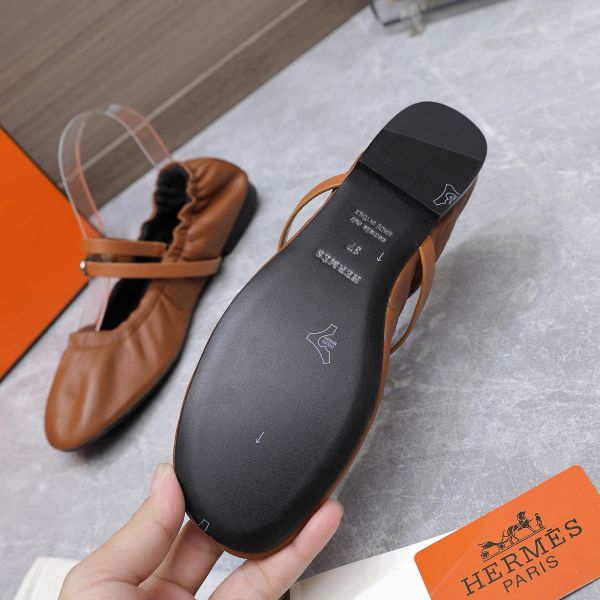 HERM Jolly Ballet Flats in Brown Nappa Leather