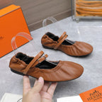 HERM Jolly Ballet Flats in Brown Nappa Leather