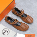 HERM Jolly Ballet Flats in Brown Nappa Leather