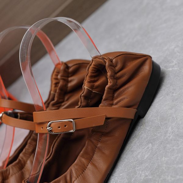 HERM Jolly Ballet Flats in Brown Nappa Leather