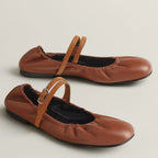 HERM Jolly Ballet Flats in Brown Nappa Leather