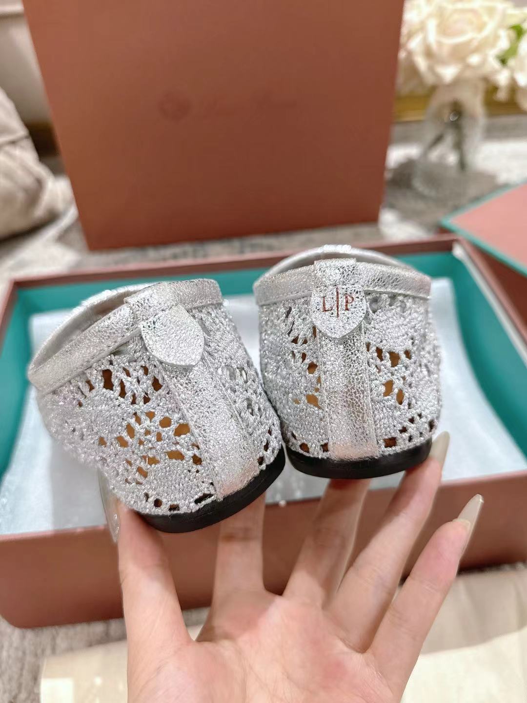 FLAT SHOES 25 IN PAPER WHITE MESH FABRIC