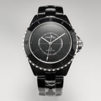 J12 Automatic Black Ceramic Black Numerals Black Dial White Steel Hands