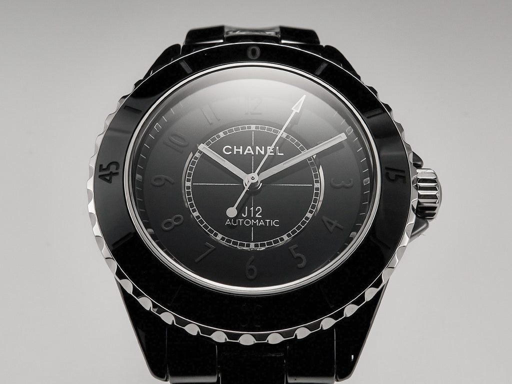 J12 Automatic Black Ceramic Black Numerals Black Dial White Steel Hands