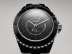 J12 Automatic Black Ceramic Black Numerals Black Dial White Steel Hands