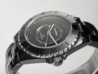 J12 Automatic Black Ceramic Black Numerals Black Dial White Steel Hands