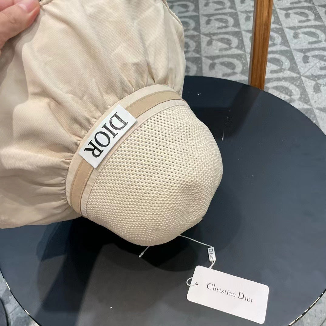 IVORY BEIGE STRAW BUCKET HAT WITH BOW FABRIC BORDER 439645