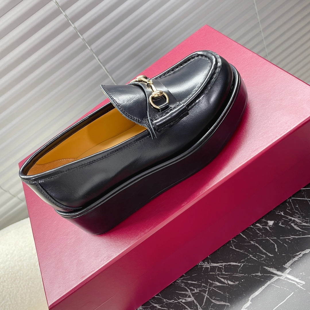 HORSEBIT PLATFORM LOAFER IN BLACK CALFSKIN