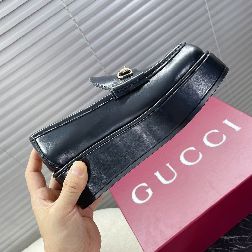 HORSEBIT PLATFORM LOAFER IN BLACK CALFSKIN