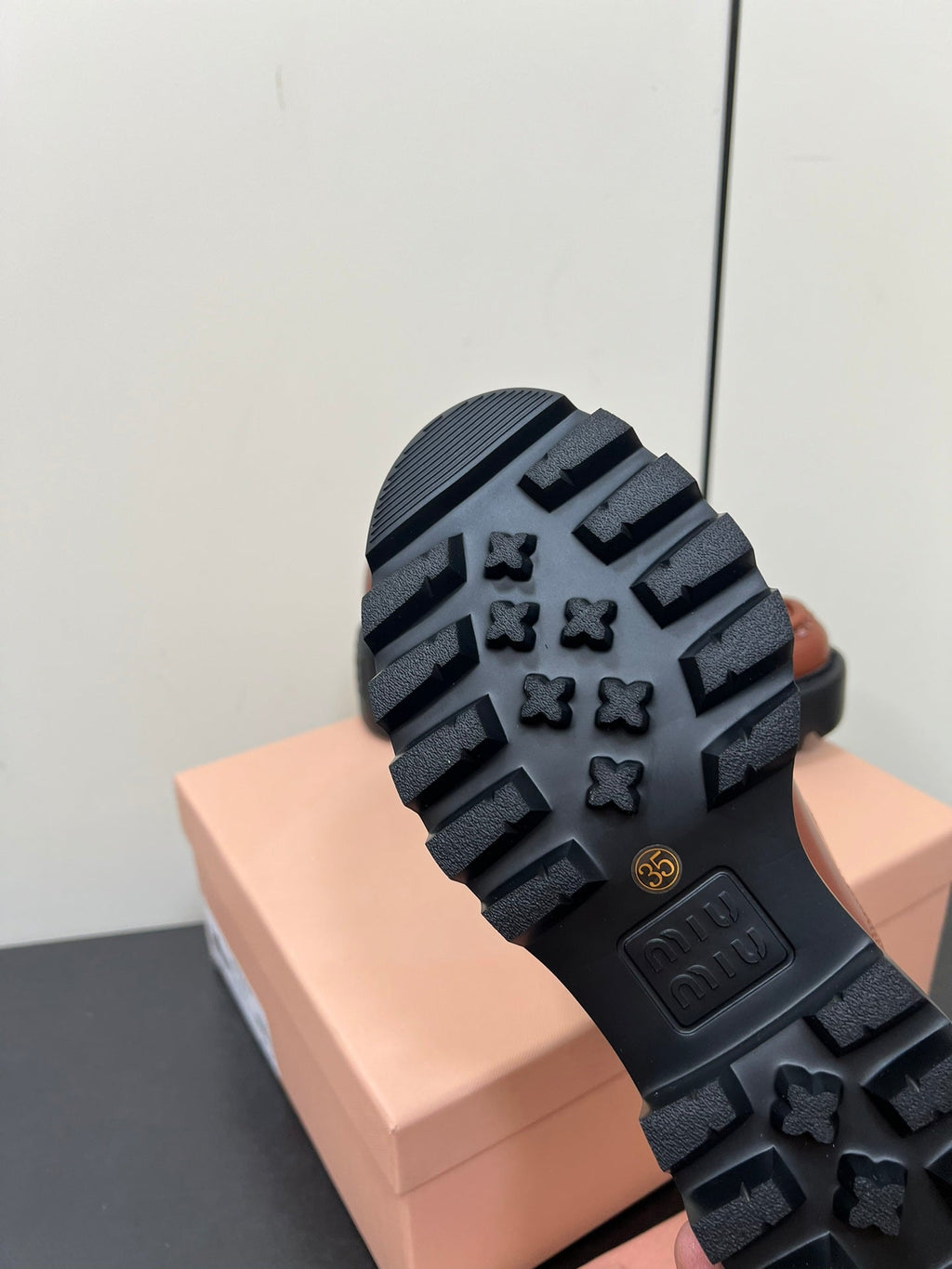 LACE-UP LOAFERS WITH THICK SOLE IN RED BROWN SHINY SHEEPSKIN