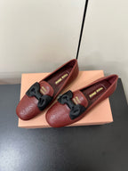 LOAFERS WITH BOW IN RED BROWN SHEEPSKIN