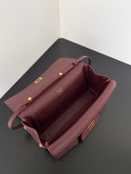 BEL AIR CLUTCH 27 IN BURGUNDY RED NAPPA LAMBSKIN GOLD HARDWARE
