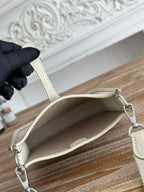 MINI NEO 17 EVELYNE BAG IN OYSTER TAN CANVAS AND WHITE CALFSKIN