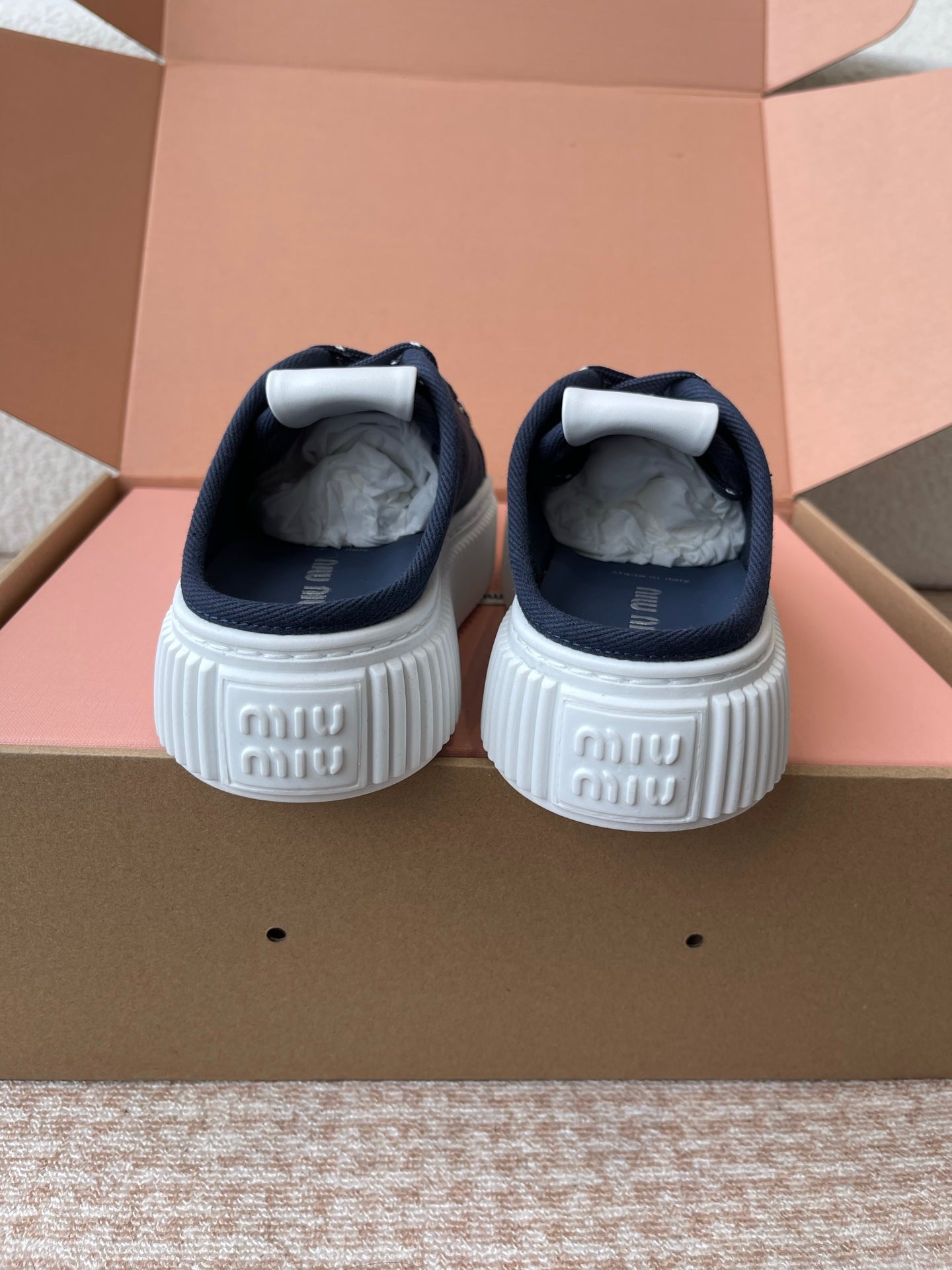 WASH SNEAKER MULES IN DARK NAVY DENIM