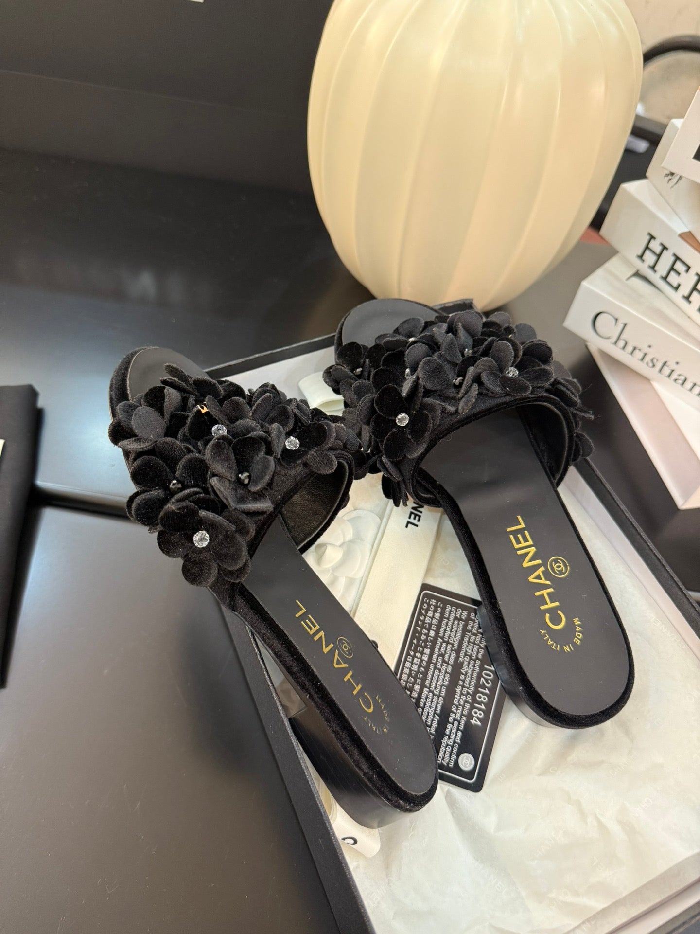 FLAT MULE 15 MM IN BLACK VELVET