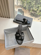 CAGOLE FLAT MULES IN BLACK CALFSKIN