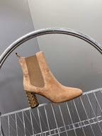 ICON HEELED ANKLE BOOT CIDER BROWN SUEDE 8 CM
