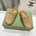 HORSEBIT MULE IN CAMEL EMBOSSED SUEDE AND FLEECE LINING