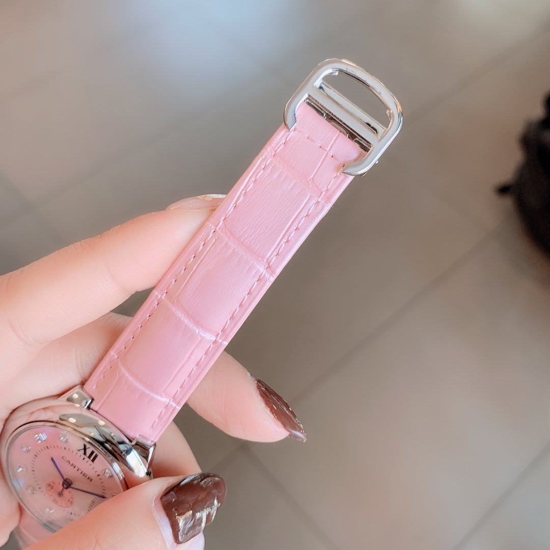 BALLON BLEU DE CARTIER PINK DIAL LEATHER